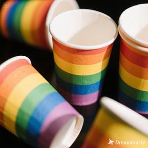 Vaso de papel de arcoíris respetuoso con el medio ambiente 22 oz 100 paquetes desechables y elegantes - Product Image 2