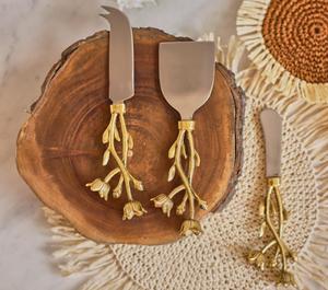 Gran oferta, juego de cuchillos de queso de mantequilla de estilo Floral de calidad superior, decoración de logotipo personalizado, rebanador de uso de comedor y cocina para Hotel - Product Image 5