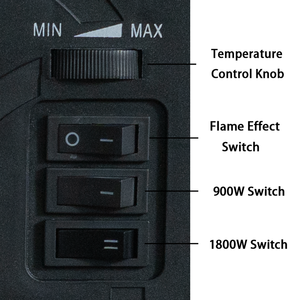 Cheminée électrique moderne 750W-1500W avec flamme LED, commande mécanique, chauffage rapide, écoénergétique A++, en acier, pour foyers domestiques (normes AU/US) - Product Image 5
