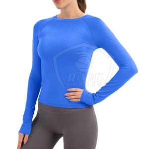 Haut de sport pour femme personnalisé avec votre propre design, respirant, écologique, grande taille, manches longues, avec logo personnalisé, en matériau Spandex/Nylon - Product Image 5