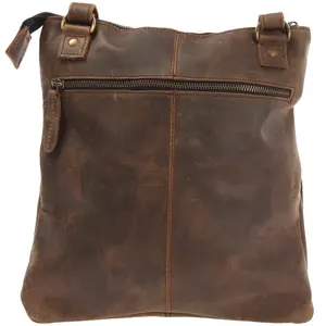 2024 Women's Retro Oil Wax <b>Leather</b> Handbag Classic Crossbody Messenger All-Match Bohemian Chains Buttons Geometric Pattern Rivet - Product Image 3