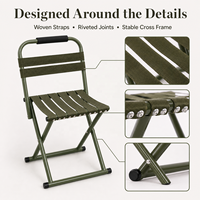 Tabouret de camping pliable portable en acier robuste avec dossier, siège pliable pour le camping, la randonnée et le barbecue