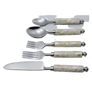 Set di posate di Design 18/8 in acciaio inox con manico MOP Set di posate SS cucchiaio frutta forchetta posate posate