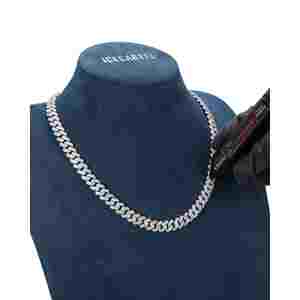 Cadena Cubana de Oro de 14K Personalizada con Forma Geométrica de Moissanita de 2 Filas de 10MM para Regalo - Product Image 5