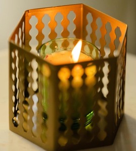 Square Shape Metal Candle Holder High Quality Glass Candle Jar Stylish Other Candle Holders Lanterns and for Home Decor - Product Image 3