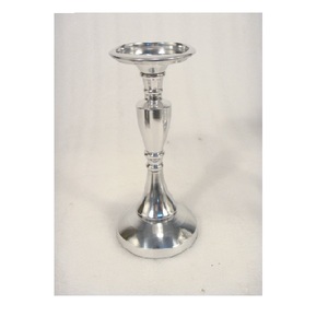 Portavelas de pilar de aluminio con acabado brillante plateado para sala de estar, mesa de comedor, decoración decorativa de lujo para el hogar - Product Image 1