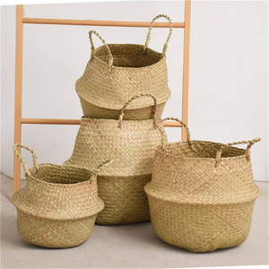 <b>Seagrass</b> <b>Storage</b> <b>Basket</b> Natural Fiber <b>Basket</b> With Handles Decoration Handicraft Custom Size From Vietnam Manufacturer - Product Image 6