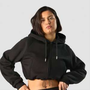 Wholesale <b>Womens</b> Casual Cropped Zip Up Hoodie <b>Soft</b> Comfortable Fabric Trendy Design <b>Hoodies</b> for Everyday Wear - Product Image 3