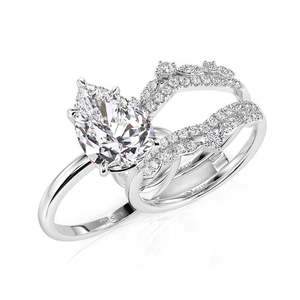 Ensemble de bague de fiançailles Jeulia avec moissanite taille poire en argent sterling - Product Image 2