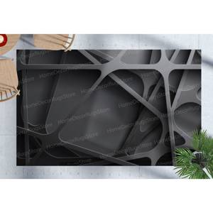 พรมพิมพ์ลายเรขาคณิต - ดีไซน์ทันสมัย หรูหรา สำหรับห้องนั่งเล่นและห้องนอน พรมเนื้อนุ่มแบบไม่ถักทอ - Product Image 2