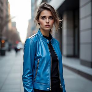 Femmes hiver mode col montant veste à glissière en cuir de mouton véritable coton remplissage respirant élégant dames vêtements d'extérieur - Product Image 3