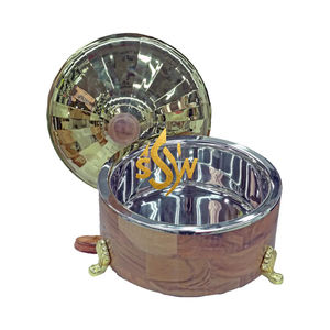 Party Food <b>Warmer</b> Wooden Made Calligraphy Design Metal Insulated Hot Pot Casserole Dish for <b>Buffet</b> Wedding & Hotel Serving - Product Image 2