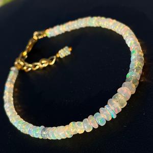 Pulsera de ópalo liso Natural etíope dorado de 4mm, cuentas de piedra de perlas y cristal facetado de fuego múltiple para la fabricación de joyas - Product Image 3