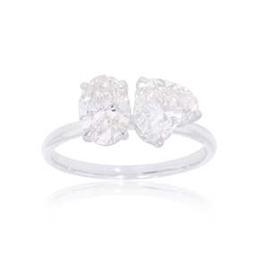 แหวนหมั้นเพชร2เม็ดรูปหัวใจและวงรีสำหรับผู้หญิง - Product Image 1