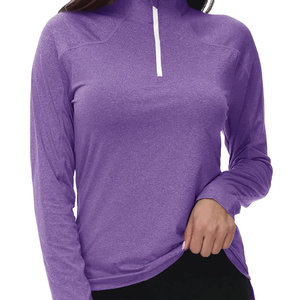 Venta al por mayor de polos para las mujeres logotipo personalizado transpirable de secado rápido respetuoso con el medio ambiente cuarto de cremallera de algodón de talla grande polos de las mujeres - Product Image 5