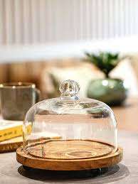 Présentoir à gâteau en bois élégant de qualité supérieure avec couvercle en verre transparent et dôme transparent pour une présentation de gâteau élégante - Product Image 3