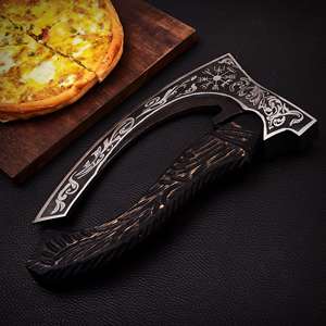 Hand Forged Damascus Steel <b>Viking</b> <b>Axe</b> Custom Engraved Wood Handle with Battle Ready Decorative Leather Sheath - Product Image 2