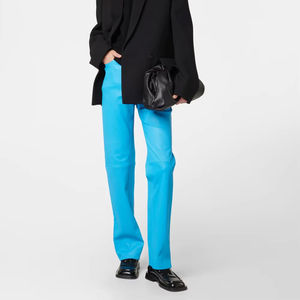 Pantalones de Cuero de Moda de Invierno para Mujer, Frente Plano, Impermeables, Resistentes al Viento, Transpirables, Ecológicos, de Cintura Alta y Largo Completo - Product Image 4