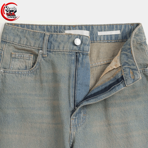 2024, ropa de calle transpirable de mezclilla recta Vintage de Color personalizado para mujer con decoración de cinturón de cintura alta de pierna ancha - Product Image 5