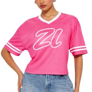 Jersey de Fútbol Americano Personalizado en Malla Rosa para Mujer, Estilo Holgado, Transpirable, Hip Hop, Uniforme de Juego, Moda Y2K - Product Image 3