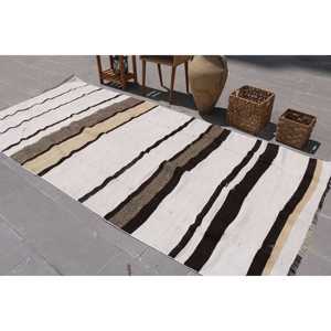 Turkish Rug, 4.5x10.1 ft Large Rug, White <b>Brown</b> <b>Wool</b> Rug - Product Image 1