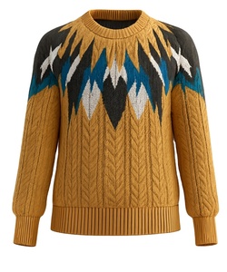 Pull en tricot torsadé anti-rides pour homme avec motif éclair, en mélange de laine premium, idéal pour l'hiver - Product Image 1