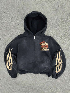 เสื้อฮู้ดแนวสตรีทของผู้ชายเสื้อครอปแบบมีซิปรูดเปิดไหล่โอเวอร์ไซส์แฟชั่น Y2K ใหม่ - Product Image 5