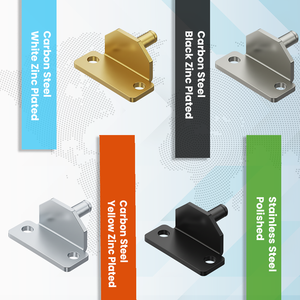 Support de fixation à œillets ELO1201, zingué, plié, avec broche filetée externe de 6 mm, forme en L à 90 degrés, charnière à ressort à gaz de remplacement - Product Image 2