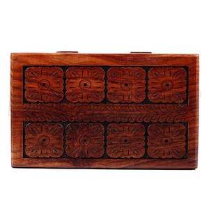Caja de Joyería de Madera Hecha a Mano y Personalizada con Tallado Tradicional para Exhibición en Hogar, Oficina o Boutique - Precio de India - Product Image 1