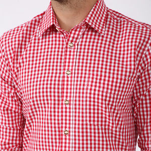 Nuevo estilo tradicional alemán camisa de hombre patrón a cuadros 100% algodón Oktoberfest Lederhosen Trachten otoño temporada cuerno botón - Product Image 3