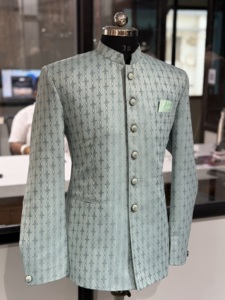 Sherwani Azul Claro para Hombre, Corte Regular, Traje Tradicional Indio para Bodas, Tela de Algodón, para Todas las Temporadas, Absorbe la Humedad, Protección Solar - Product Image 2