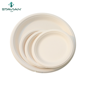 100% biodégradable écologique jetable 6 "blanc brun durable fibres à base de plantes plaque personnalisable quantité Restaurant - Product Image 5