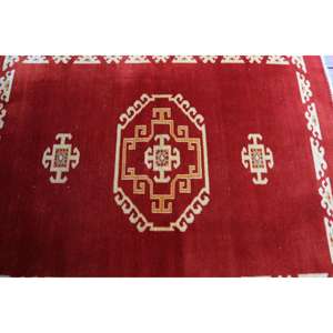 Alfombra Vintage, Alfombra Turca Decorativa de 4x5 pies, Alfombra de Lana con Diseño de Camuflaje Rojo - Product Image 4