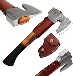 Hacha vikinga personalizable de primera calidad con hacha de batalla de acero de alto carbono, mango de madera forjado a mano, Funda de cuero para uso en exteriores - Product Image 1