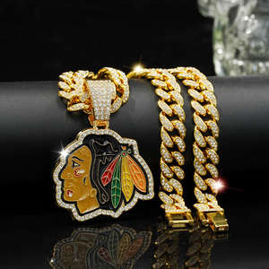 Colgante de Moissanita de Alta Calidad Chapado en Oro y Plata de los Chicago Blackhawks de la NHL, Estilo Hip Hop, Accesorio para Fanáticos del Hockey sobre Hielo, Campeones - Product Image 3