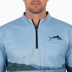 Camisetas de Pesca Personalizadas al por Mayor con Logotipo, Manga Larga, Sublimadas, UPF+50, Secado Rápido, Transpirables, con Cierre de 1/4, Spandex/Poliéster 180g, para Hombre - Product Image 3