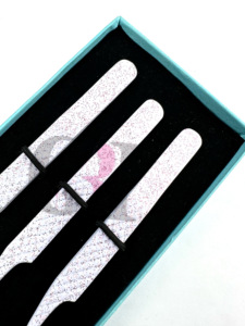 Meilleure qualité revêtement en poudre blanche avec des paillettes roses 45 & 90 degrés pince à épiler extension de cils Silver Tip Beauty Instruments - Product Image 5