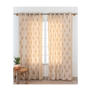 Atractivas cortinas tribales de aspecto Jacquard en algodón 100% certificado GOTS reciclable con paneles bordados ligeros de 48x84 pulgadas - Product Image 6