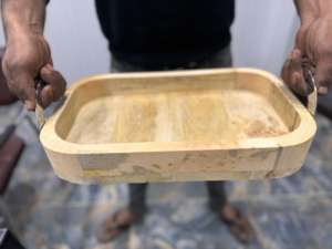 Plateaux de service sur le thème bouddhiste, faits à la main, en bois poli, très demandés, extra grands, décoration d'intérieur, artisanat d'exportation - Product Image 5