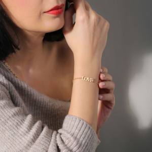 Love Letter Design <b>Charm</b> Chain Bracelet Turkish Handmade Wholesale 925 Sterling Silver Jewelry - Product Image 2