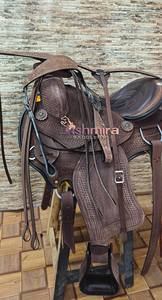 Selle de course à barils en cuir de style anglais de haute qualité, rembourrée, avec équipement complet, vente chaude en gros pour l'Inde - Product Image 5