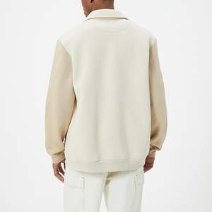 OEM Manufacturer's Custom Logo Men Varsity Jacket High-Demand High-Street Stand Collar Front Logo Placement Plain Dyed Canvas - Product Image 2