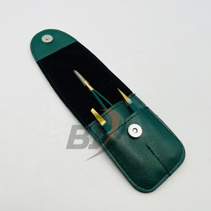 Ensemble de pinces à épiler et de ciseaux pour sourcils, couleur verte, avec étui, en acier inoxydable, usage professionnel, outils de façonnage et de coupe des sourcils - Product Image 6