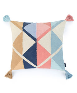 Housse de coussin décorative pour la maison de style américain, en laine mélangée et coton, avec des franges et des pompons, fabrication artisanale, vente en gros, dernières tendances 2023 - Product Image 3