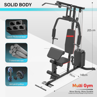 Station de musculation multifonctionnelle compacte pour la maison avec pile de poids réglable