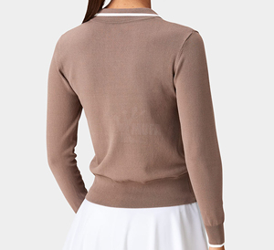 Logotipo personalizado, venta al por mayor, camiseta Polo de Golf de punto deportivo ajustada ligera con cuello en V para mujer, camiseta Polo de punto para mujer 2025 - Product Image 3