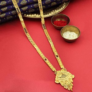 Venta al por mayor 24K Micro Gold Filled Pendant Mangalsutra joyería de moda con cuentas negras joyería de latón de boda tradicional - Product Image 3