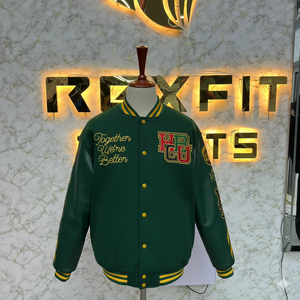 High Quality Custom Design Embroidered Wool and Silk Men's Jacket with <b>Covered</b> <b>Button</b> Closure versity jackets Lettermen jackets - Product Image 1