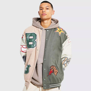 Men's High Quality 100% <b>Top</b> Embroidery Patches Quick Dry Breathable Letterman College Baseball Jacket with Street Style - Product Image 5