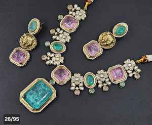 Elegant Antique Gold Plated Necklace and <b>Earring</b> Set With Kundan Studded Square Shape Designer Jewelry Women Perfect for Gifting - Product Image 3